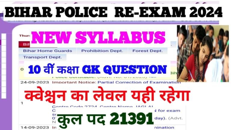 New Syllabus 9th 10th Class Bihar Police GK GS 2024